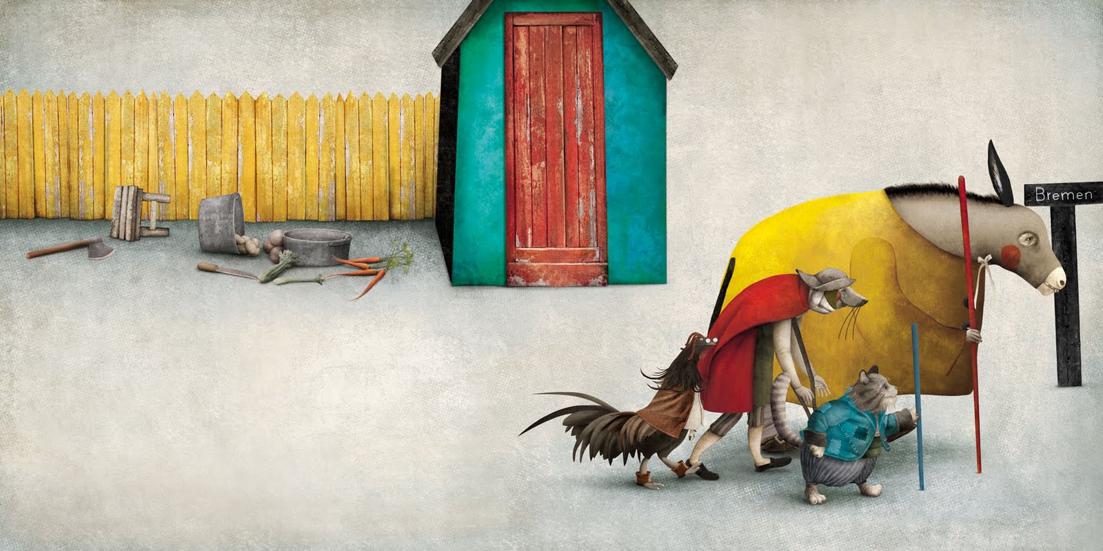 Die Bremer Stadtmusikanten Illustrationen Von Gabriel Pacheco 1 die-bremer-stadtmusikanten-illustrationen-von-gabriel-pacheco-1